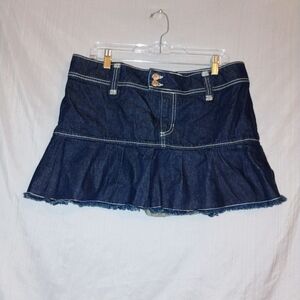 BDG Dark Blue Mini Skirt with Ruffle Hem